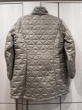 Eddie Bauer Quilted Lightweight Jacket/Liner Medium Green-Gray Beige Polyester